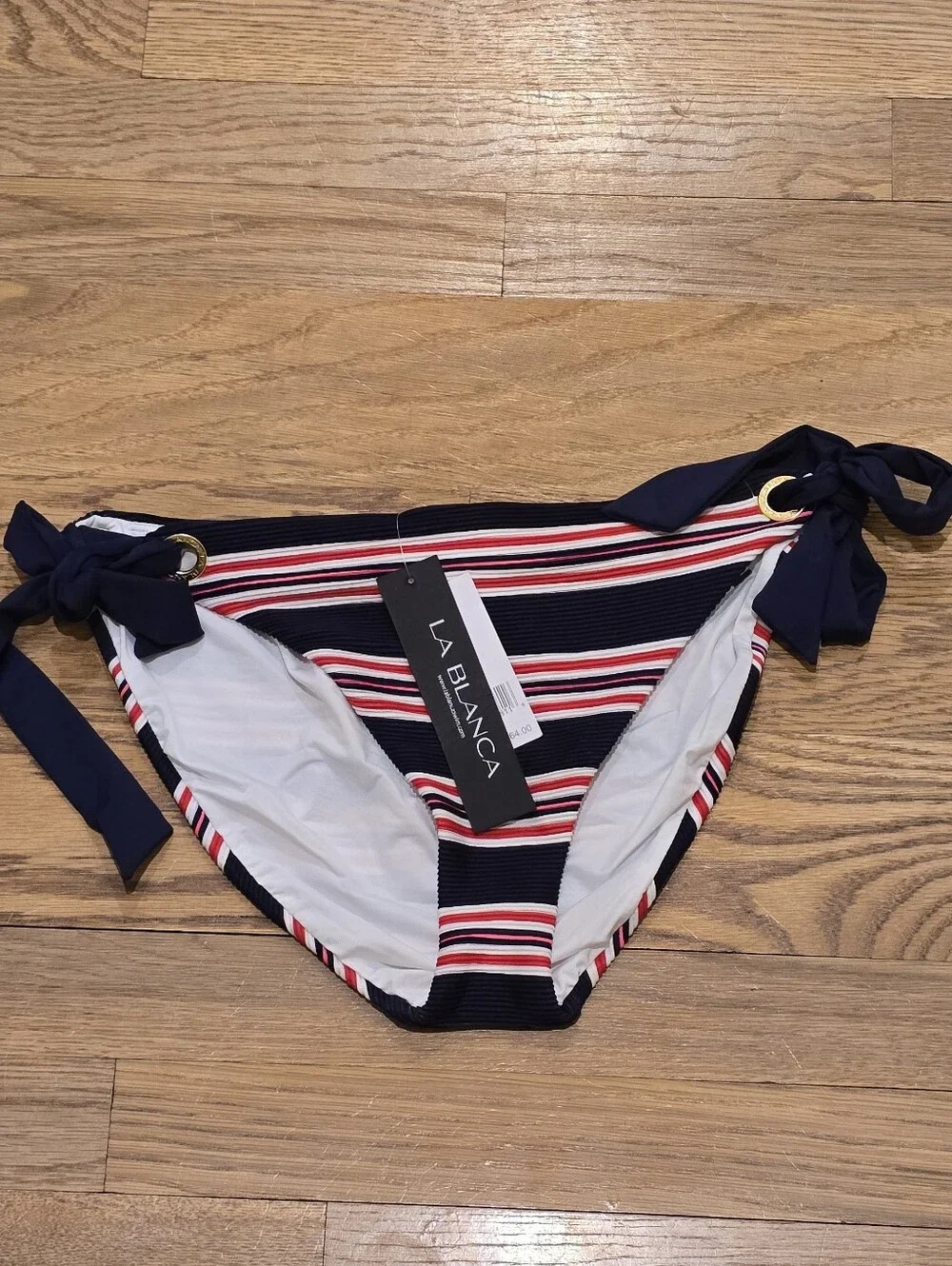 La Blanca Sailor Soft Tie Hipster Bottom Indigo Sz 14 NWT